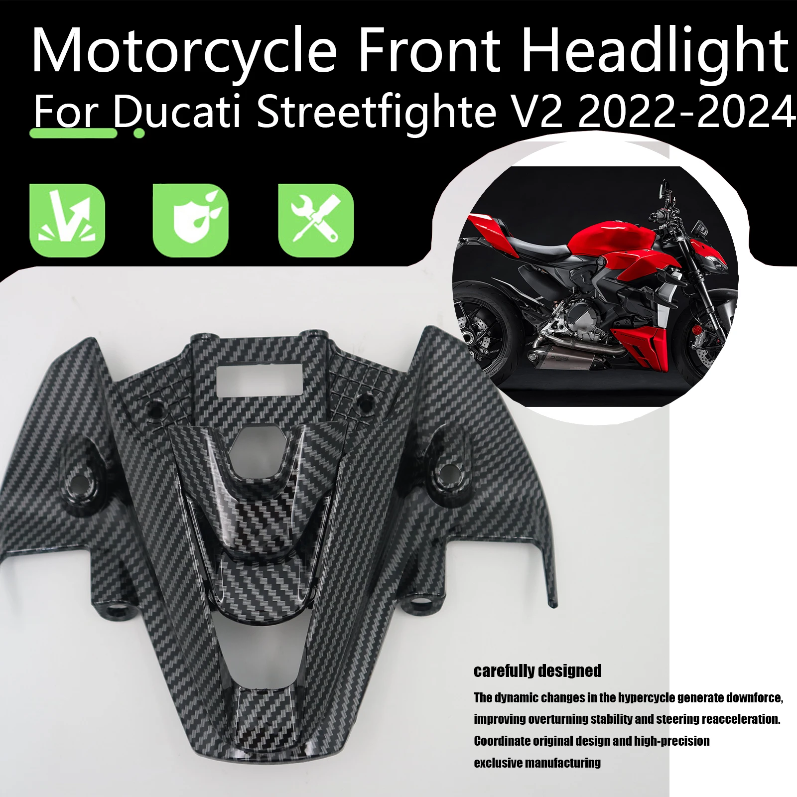 Motorcycle Front Headlight Air Intake Inter Fairing For Ducati Streetfighte V2 v2 2022 2023 2024 ABS Carbon Fiber