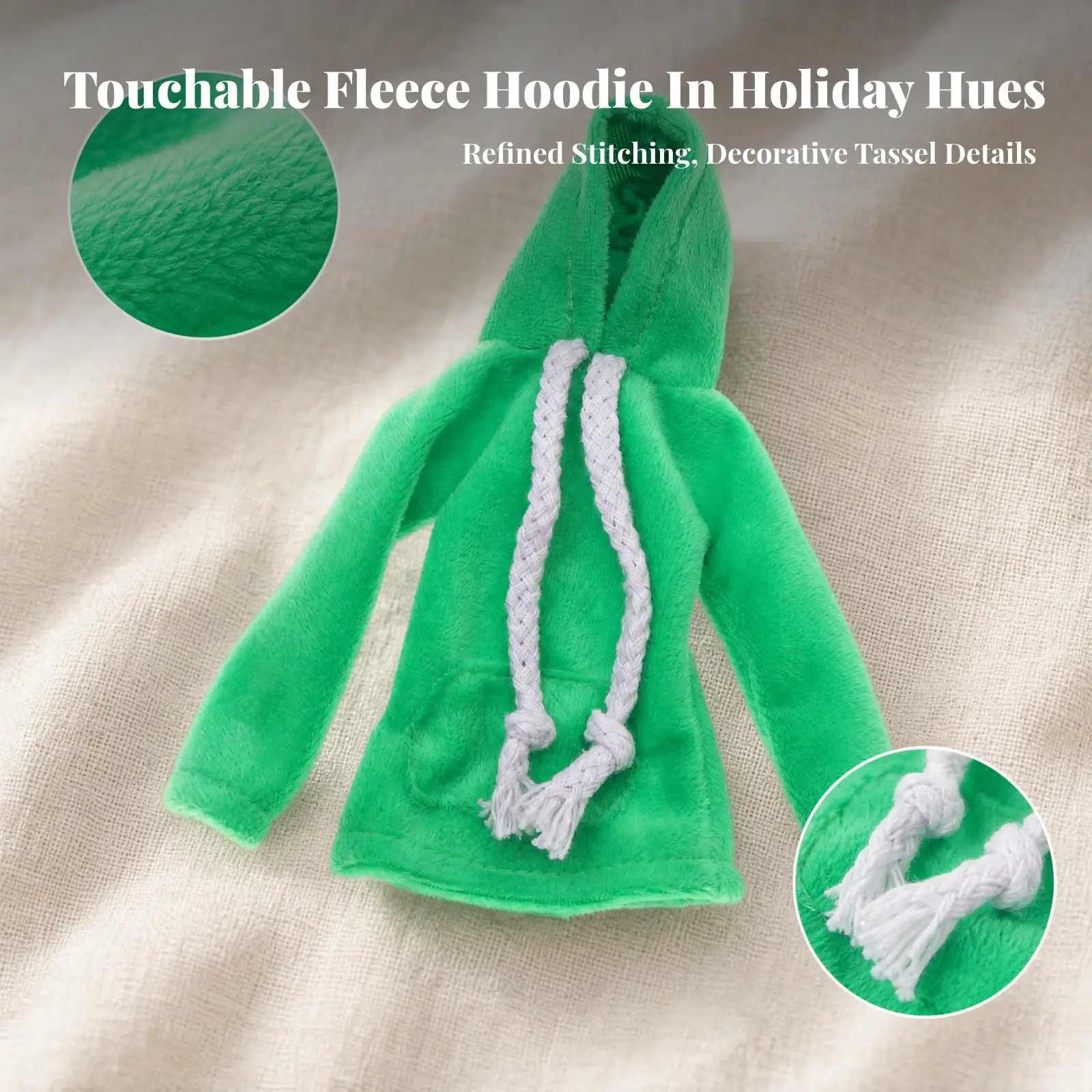 Lightweight Doll Hooded Pullover with Functional Hood for Dress Up Play and Seasonal Holiday Displays