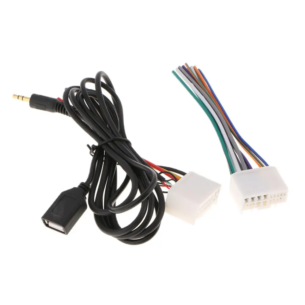 Car Audio Cable Harness Plug W/ USB AUX Line for K2 K5 Hyundai