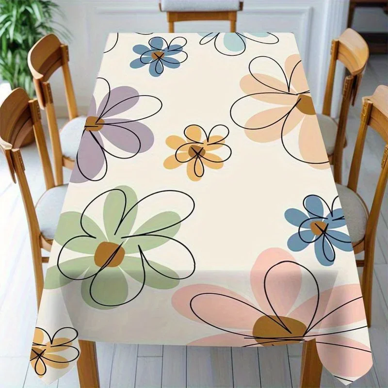 [JIT] 1pc Soft, Fashionable and Beautiful Bohemian Abstract Floral Tablecloth - Easy to Clean