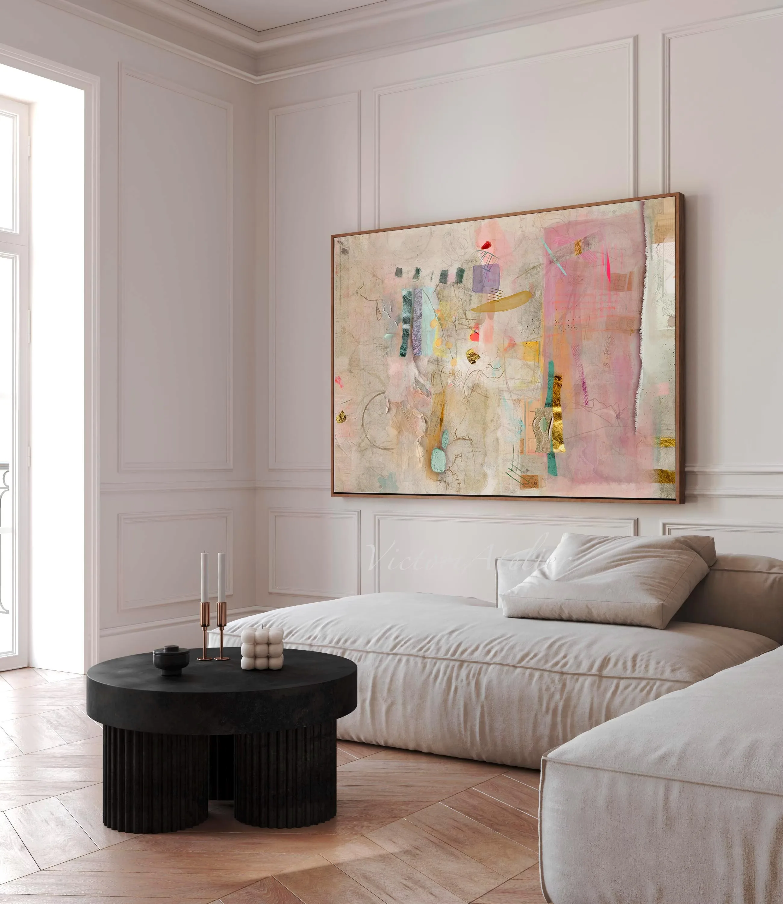 Abstract Painting Print, Neutral Colors Large Minimalist Abstract Art, Modern Textured Pastel Multicolor, Trendy Aesthetic Large