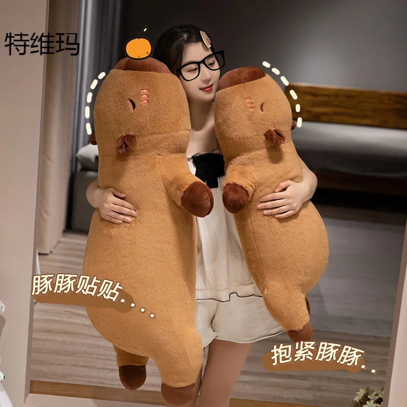 Kawaii كابيبارا ألعاب من نسيج مخملي محشوة كابيبارا رقيق دمية طويلة النوم مخدة ناعمة وسادة أريكة النوم ألعاب أطفال هدية