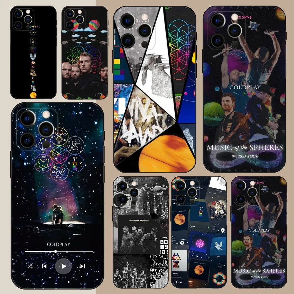 

C-Coldplay-ES Band Phone Case For Apple iPhone 15,14,13,12,11,Pro,X,XS,Max,XR,Plus,Mini Soft Black Cover
