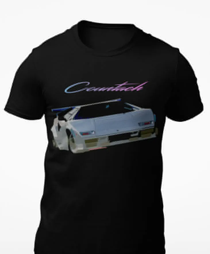 White Countach 80s 90s Exotic Car  T Shirt