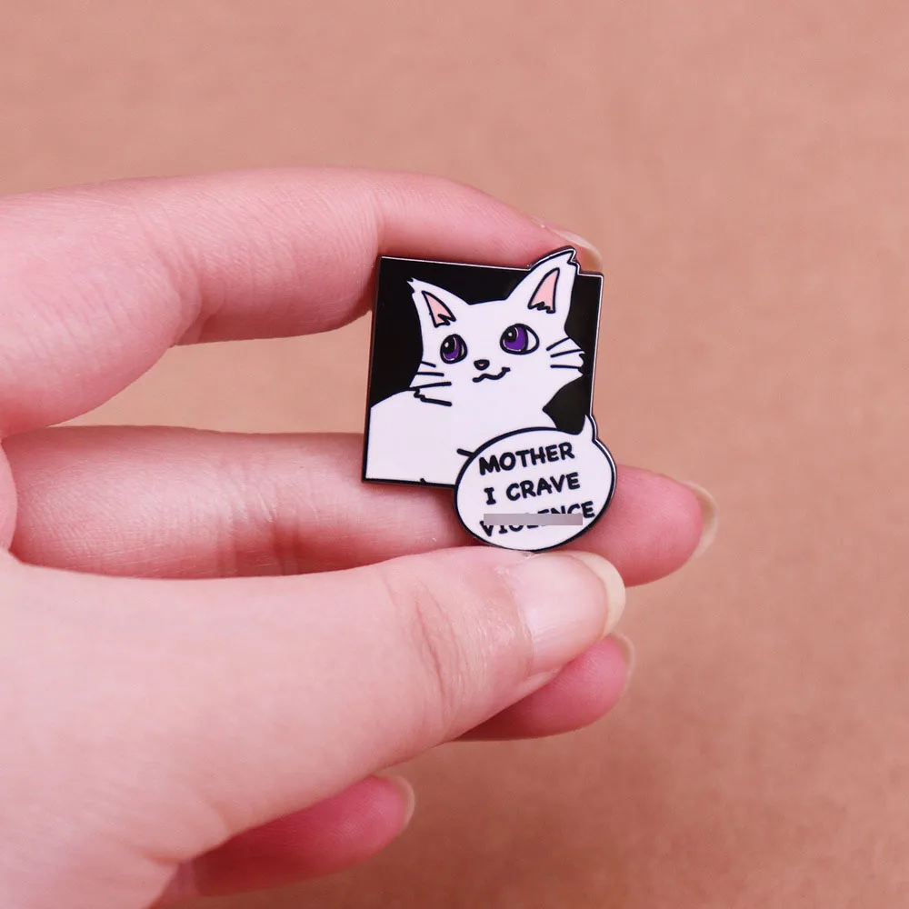 C5414 Funny Cartoon Animation Cat Lapel Pins for Backpack Enamel Pin Kids Brooches for Clothes Metal Badges Accessories Jewelry