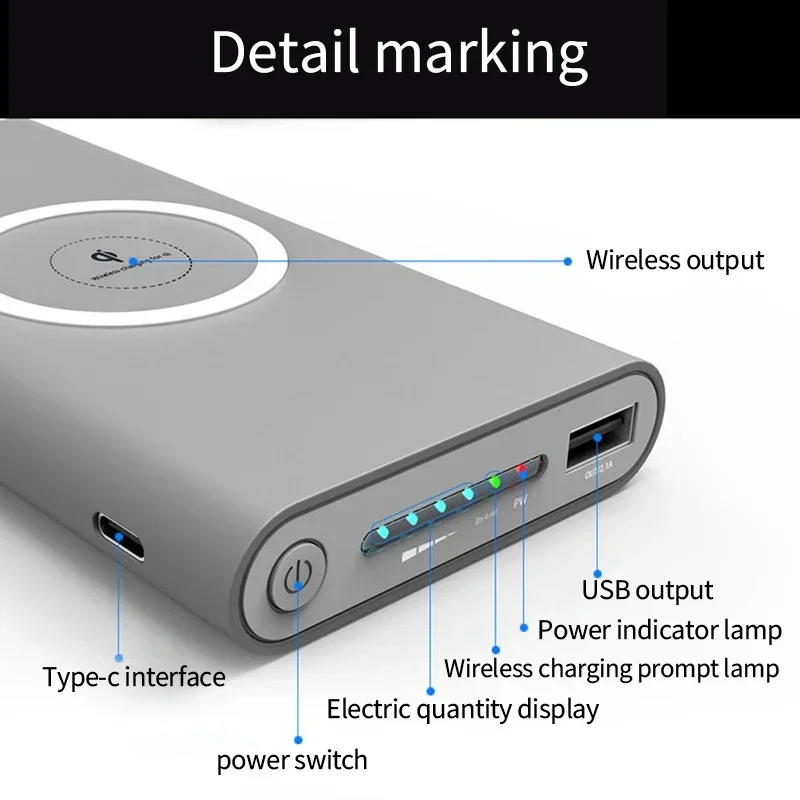 Banco de Potência de Carregamento Rápido Sem Fio em Dois Sentidos, 200000mAh, Carregador Portátil, Tipo-C, Bateria Externa para iPhone 14, 13, Samsung