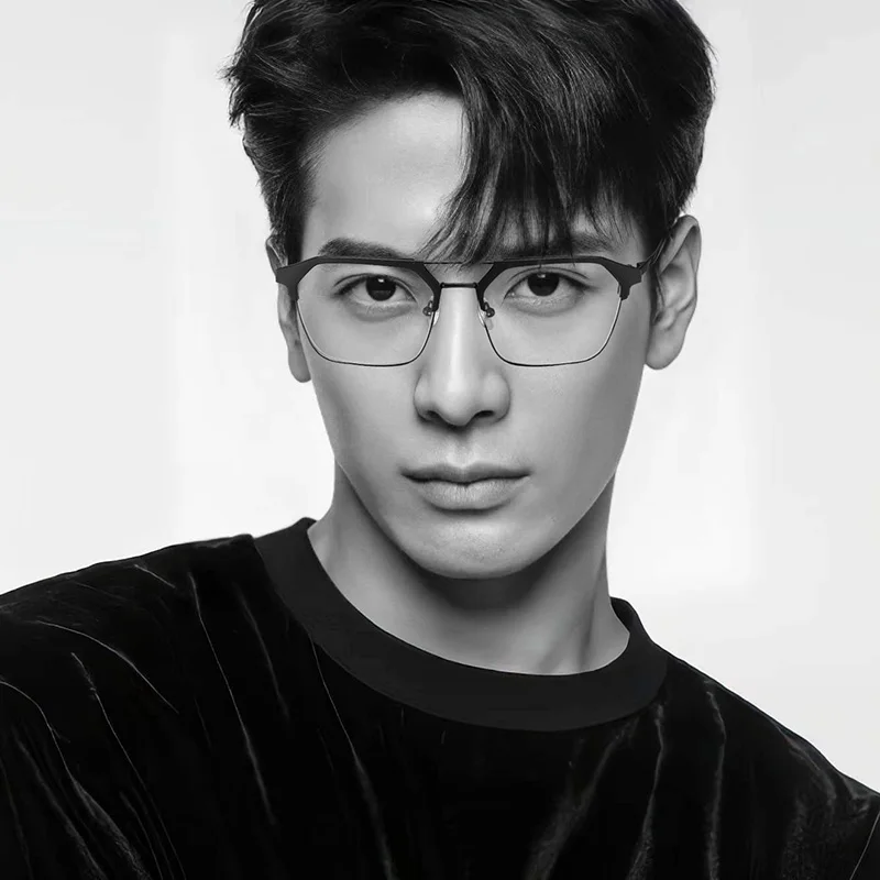 Qonoic Semi Rim Glasses Frame Pilot Style Spectacle Ultra Light Anti Blue Light Classic Style Glasses AH68087