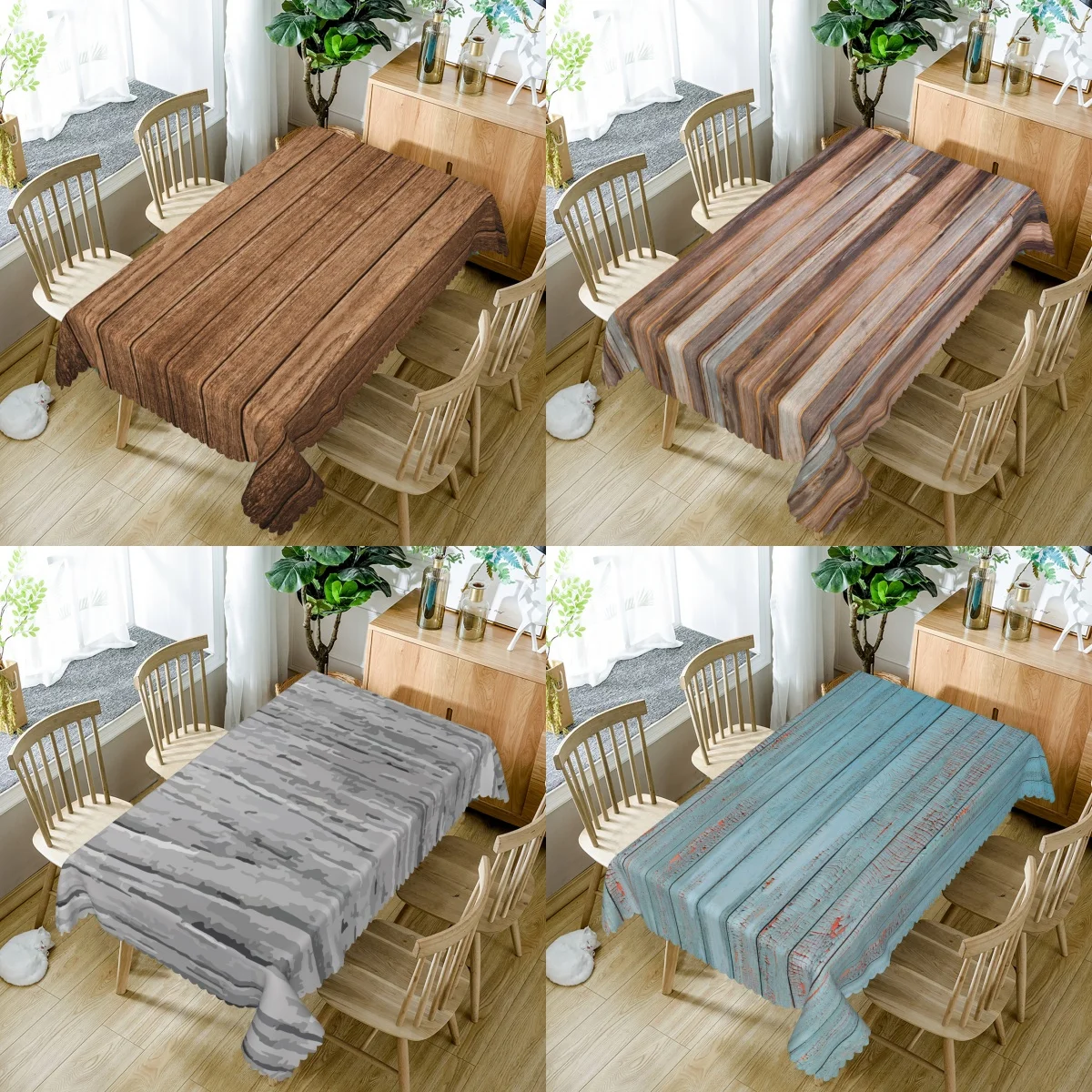 Wood Grain Tablecloth Natural Rustic Rectangular Table Wooden Texture Waterproof Dining Table Decor for Kitchen Party Home Decor