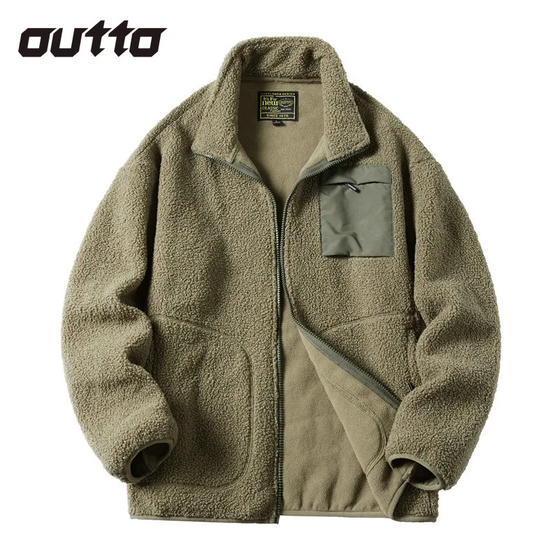 Men\'s Lamb Fleece Jacket Autumn Winter Windproof Warm Fleece Coat  Outdoor Sports Hiking Camping Fishing Climbing Jackets Male