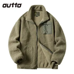 Men's Lamb Fleece Jacket Autumn Winter Windproof Warm Fleece Coat  Outdoor Sports Hiking Camping Fishing Climbing Jackets Male