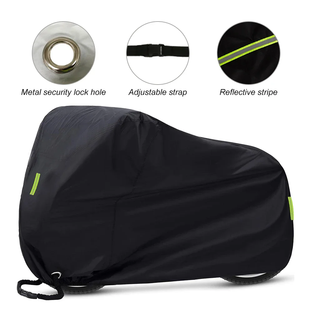 Moto Rain Cover Waterproof Anti Dust UV Protection Heavy Duty for Mountain Road Bike Motorcycle Cover w/ Lock-holes Storage Bag