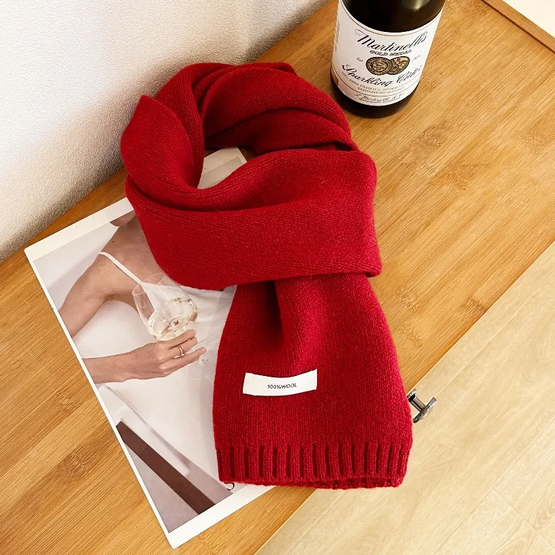 Bufanda de nuevo estilo para hombres y mujeres, color puro, fácil de combinar, bufanda de punto cálida para el invierno