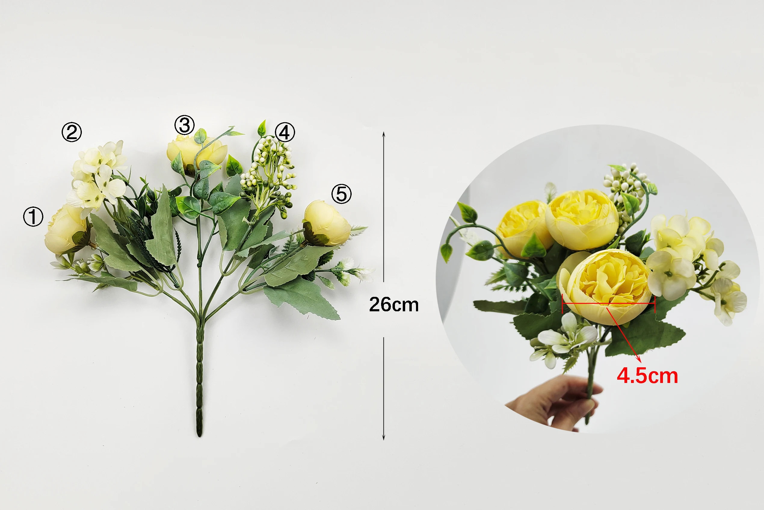 Rosafarbene künstliche Blumensträuße für Hochzeiten, 30 cm große Rosen-Pfingstrosen-Kunstblumen, Hochzeitsdekoration, Junggesellenabschied, Jubiläumsfeier – Detail 4