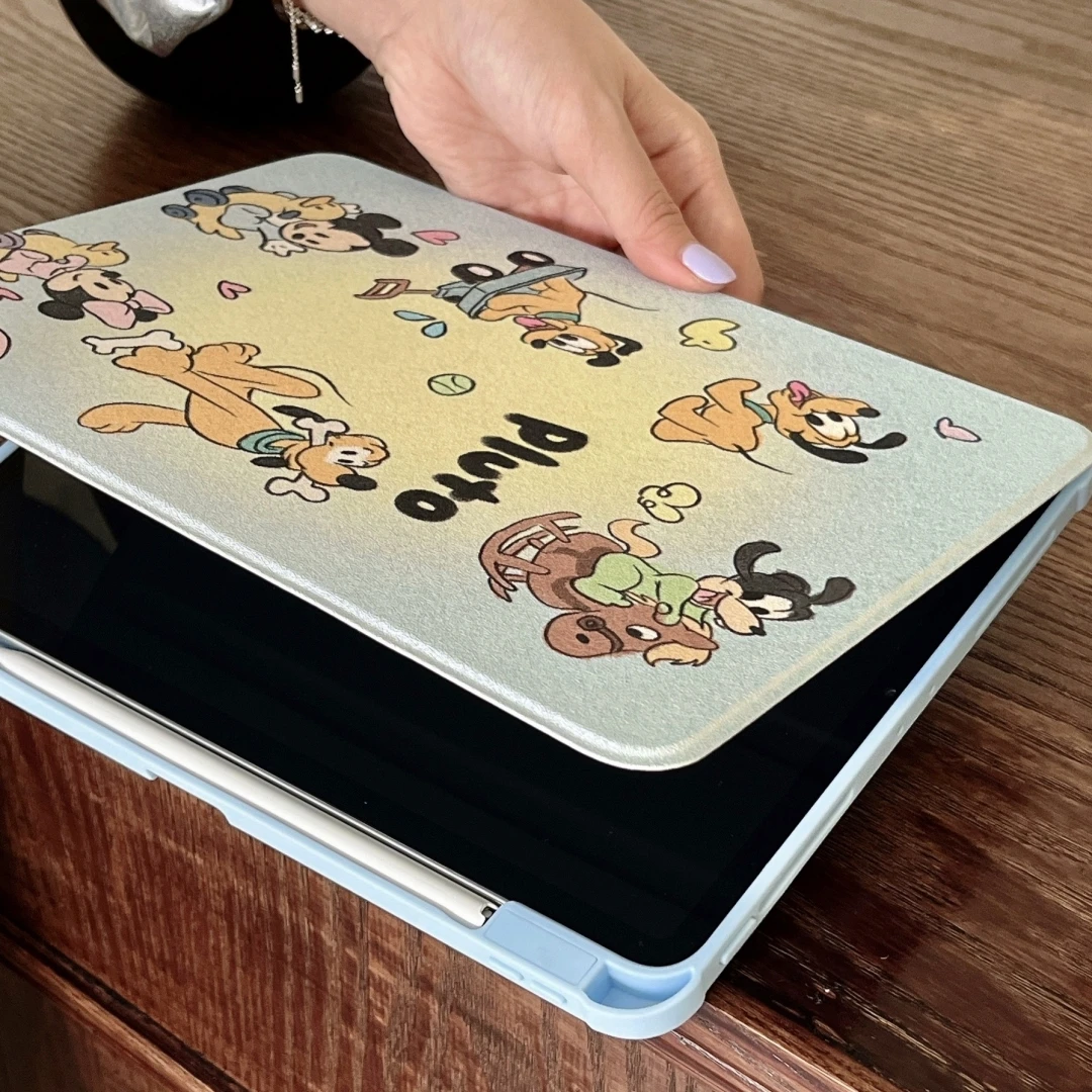 For iPad 10th Generation 2022 Disney Mickey Case with Pencil Holder 360 Rotation Smart Leather Cover iPad 9 8th 7th 10.2 Air 5 4