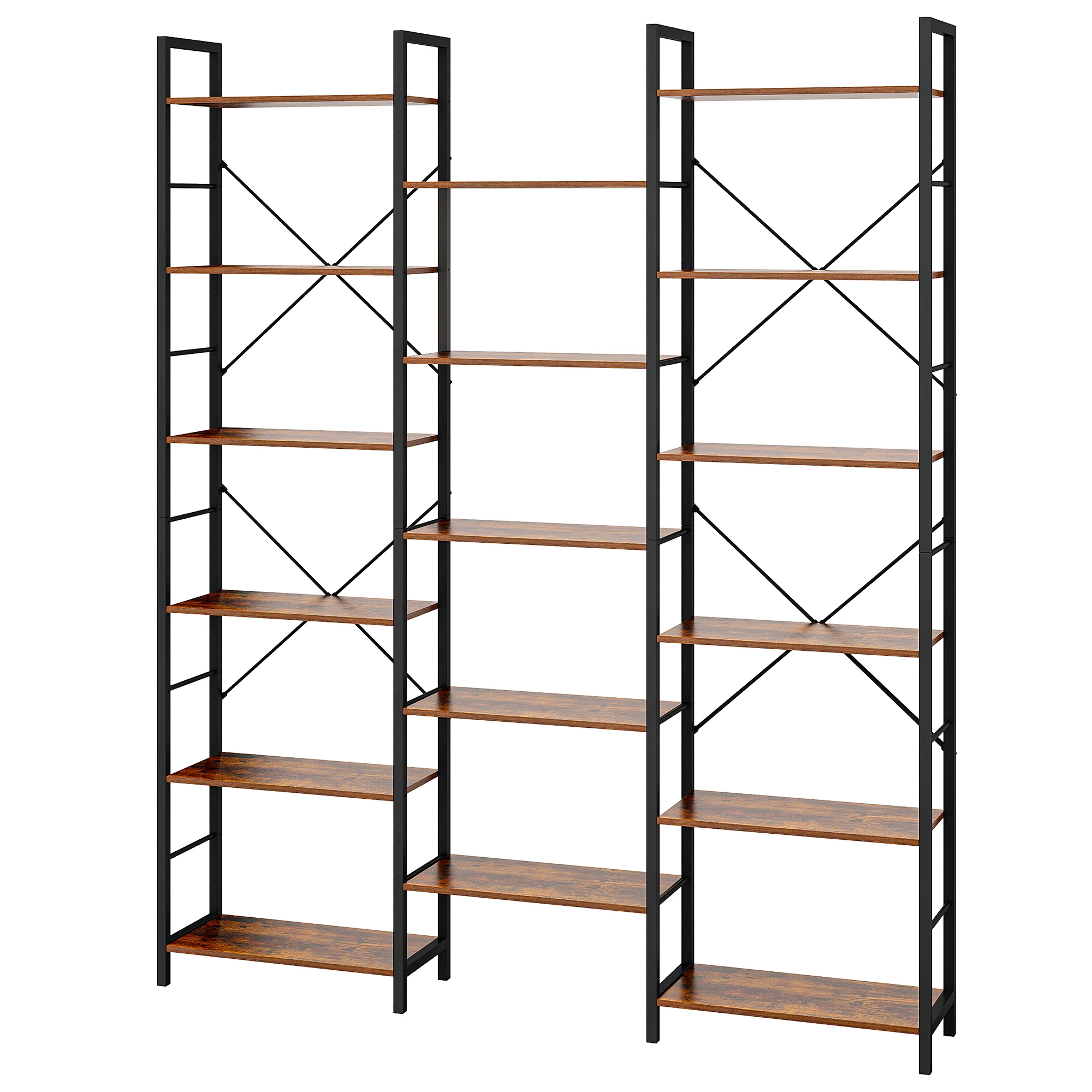 Boekenkast, staande plank met 17 planken, verstelbare afstand, boekenplank met metalen frame, voor woonkamer, slaapkamer