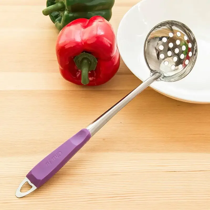 Stainless Steel Long Handle Spoon Colander Hot Pot Ramen Soup Ladle Korean Noodles Scoop Kitchen Tableware Cooking Utensils