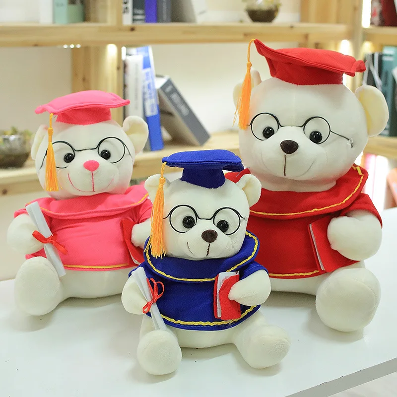 1pc 18cm Cute Graduate Dr. Bear Plush Toy Stuffed kawaii Toys for Kid Funny Graduation Gift for baby Home Decorate