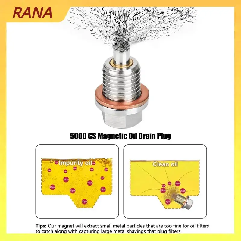 

Магнитная пробка для слива масла RANA M14 X 1,5 мм, 2 шт., пробки для слива моторного масла из нержавеющей стали с 2 шт. медной прокладкой, защита от утечек