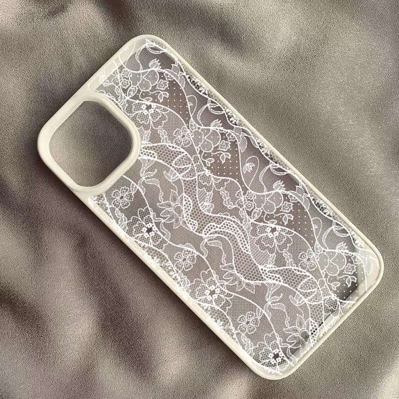 Funda floral vintage de encaje blanco para iPhone 17 16 15 14 11 12 13 Pro Max 16E 17Air X XR XS 7 8 Plus SE 2022 protectora 3