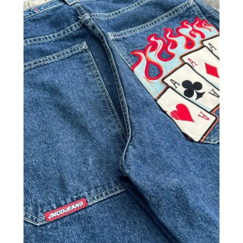 JNCO Jeans New Y2K Harajuku Hip Hop lettera ricamata Vintage Jeans larghi pantaloni in Denim uomo donna Goth pantaloni larghi a vita alta