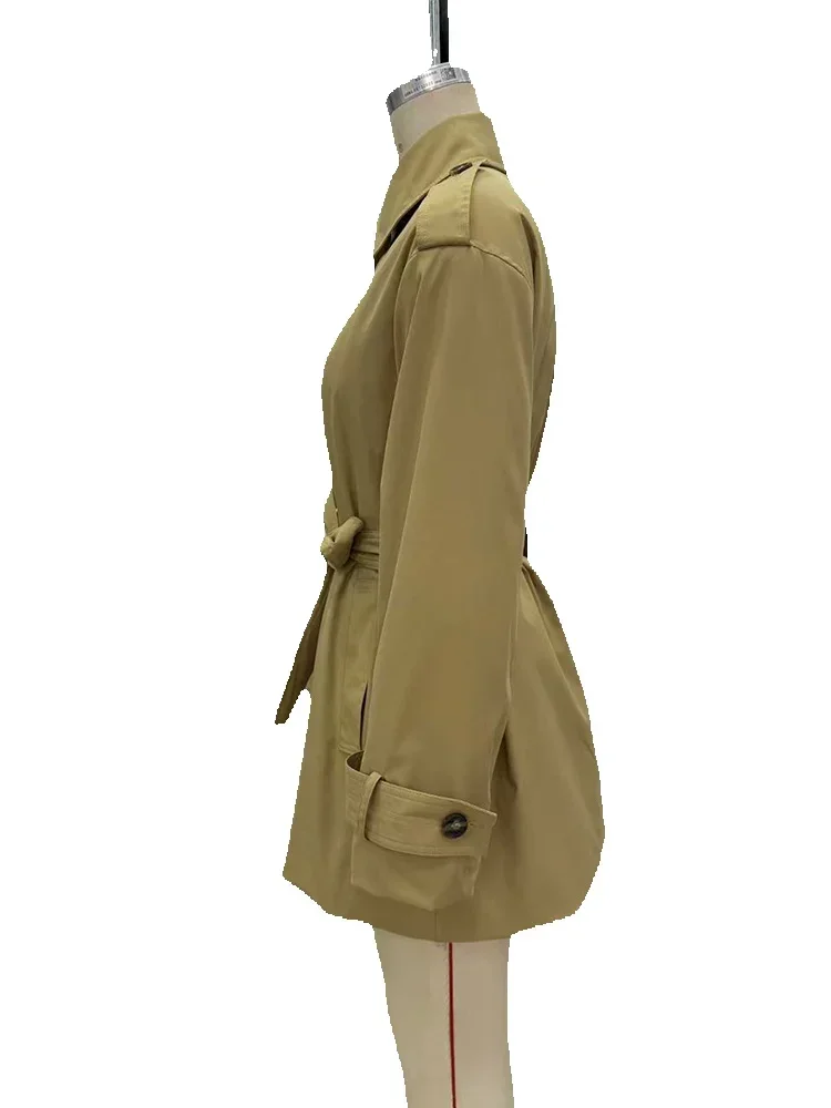 ملابس خارجية للشارع لخريف 2025 معطف متوسط الطول بياقة واقفة وأكمام طويلة وصدر واحد