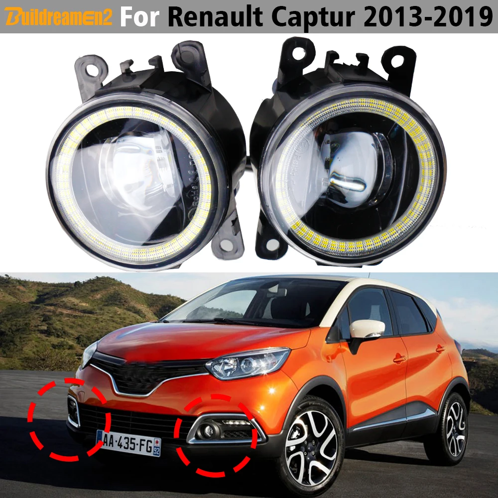 2 X 30W Car Front Bumper LED Lens Fog Light Cycle Angel Eye Daytime Running Light DRL H11 For Renault Captur 2013-2019