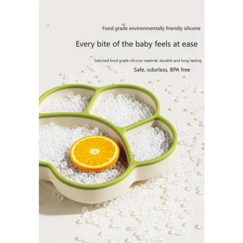 

Baby Dinner Plate Compartment Cat's Paw Silicone Bowl Cartoon Children's Tableware Infant Feeding Training Utensils for Children