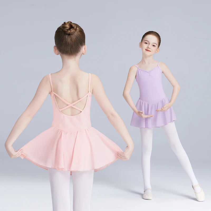 

Girls Ballet Dress Dance Leotard Dress Toddlers Kids Gymnastics Leotard With Lining Cotton Closed Crotch Camisole Dress Leotards