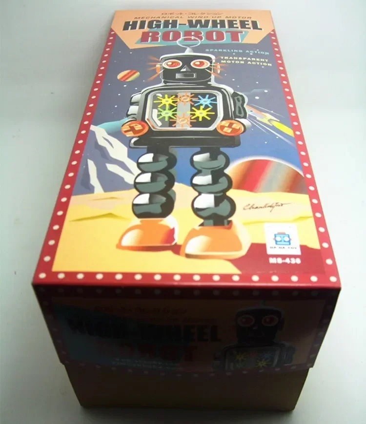 Juguete de robot de rueda alta para niños, mecanismo de relojería, cuerda de Metal, engranaje de lata, mecánico, regalo de Navidad, Colección clásica, Retro, divertido