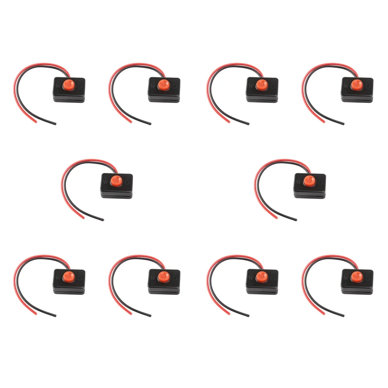 10X DC 12V2A Adhesive Base Push Button Momentarily Action Wired Switch For Automobiles