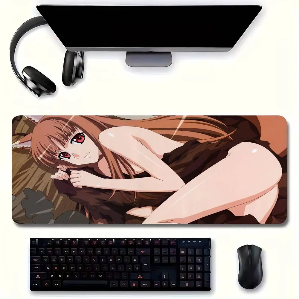 Holo Animation Spice And Wolf Mousepad Non-slip Suitable For Office Computers Laptops E-sports Game Desk Mats XXL Keyboard