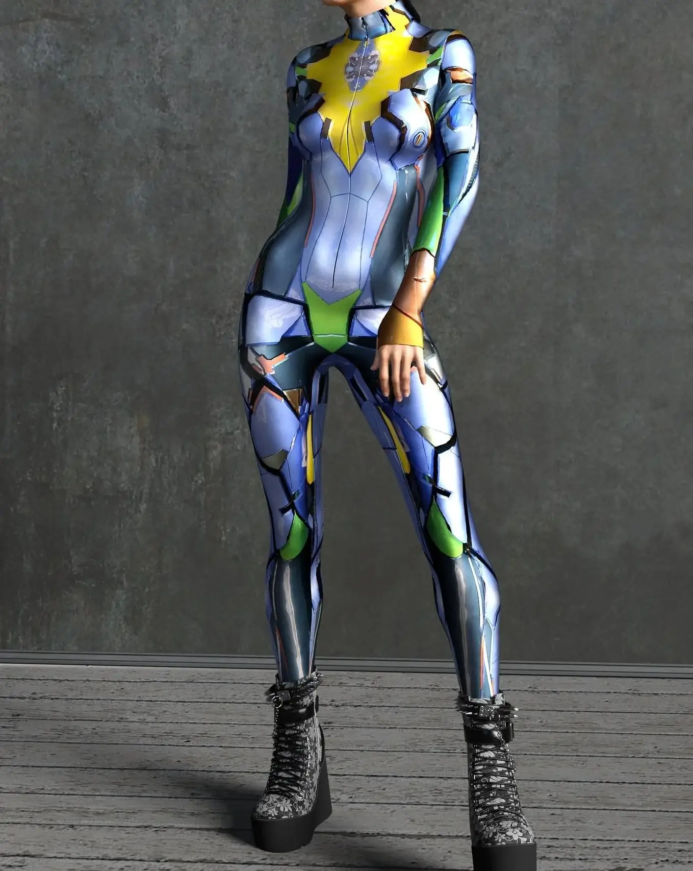 Cooles mechanisches Rüstungs-Cosplay-Kostüm für Frauen, Punk-Bodysuit, elastischer Jumpsuit für Feiertagspartys, ausgefallene Aerial-Yoga-Auftritte, Catsuit – Detail 10