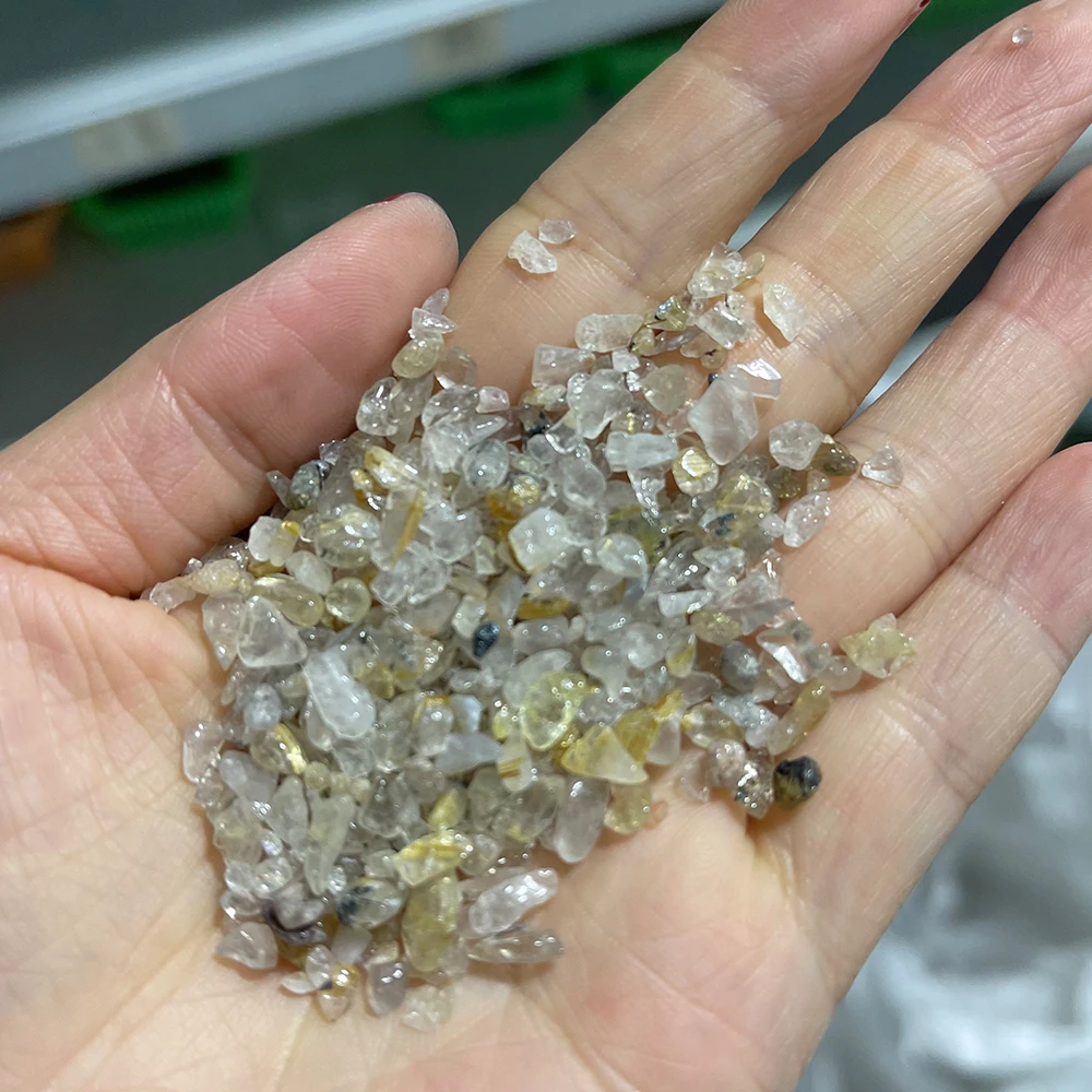 100g Natural Crystal Crushed Stone Citrines Ornaments Energy Stones for Buddha Ornaments, Fish Tank and Flower Pot Decorative