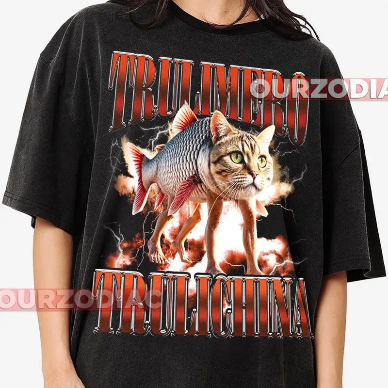 

Футболка Trulimero Trulichina из плотного хлопка с забавным мемом итальянского мозга