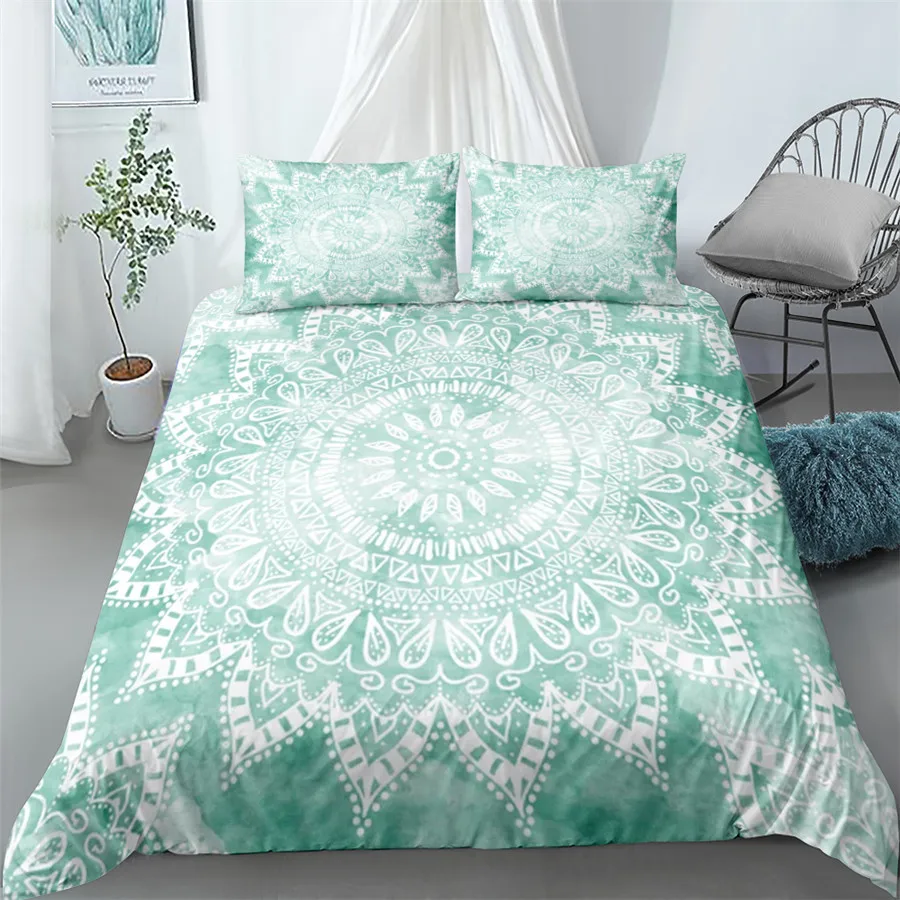 

Mandala Duvet Cover Set Blue Pink Boho Chic Bedspreads Romantic Bedclothes Bohemian Bedding Set King Polyester Comforter Cover