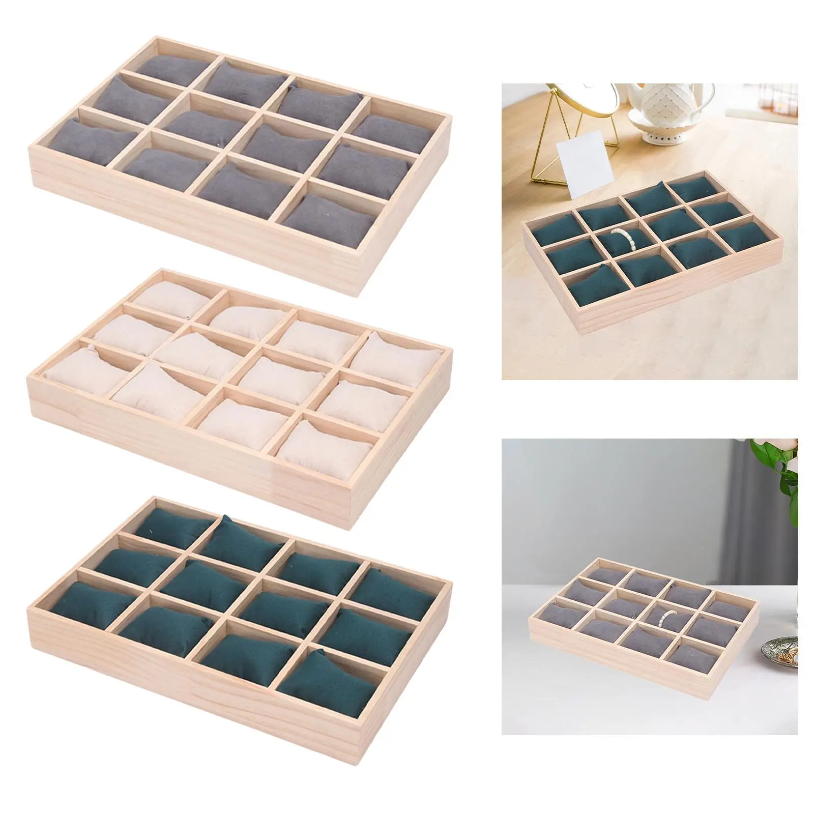 Caja de joyería para reloj, adorno de madera con 12 ranuras para hombres y mujeres, regalos del Día de San Valentín, soporte de pulsera versátil, estuche de exposición para reloj de pulsera