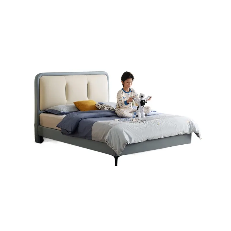 Modern simple children's bed, boys and girls bed 1.5m single bed, bedroom small apartment soft bag