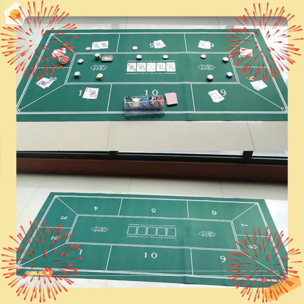 Taplak Meja Poker Texas Hold 'em 1.8X0.9M Taplak Meja Mewah Kain Bukan Tenunan Alas Permainan Papan Kasino Alas Meja Permainan Rumah