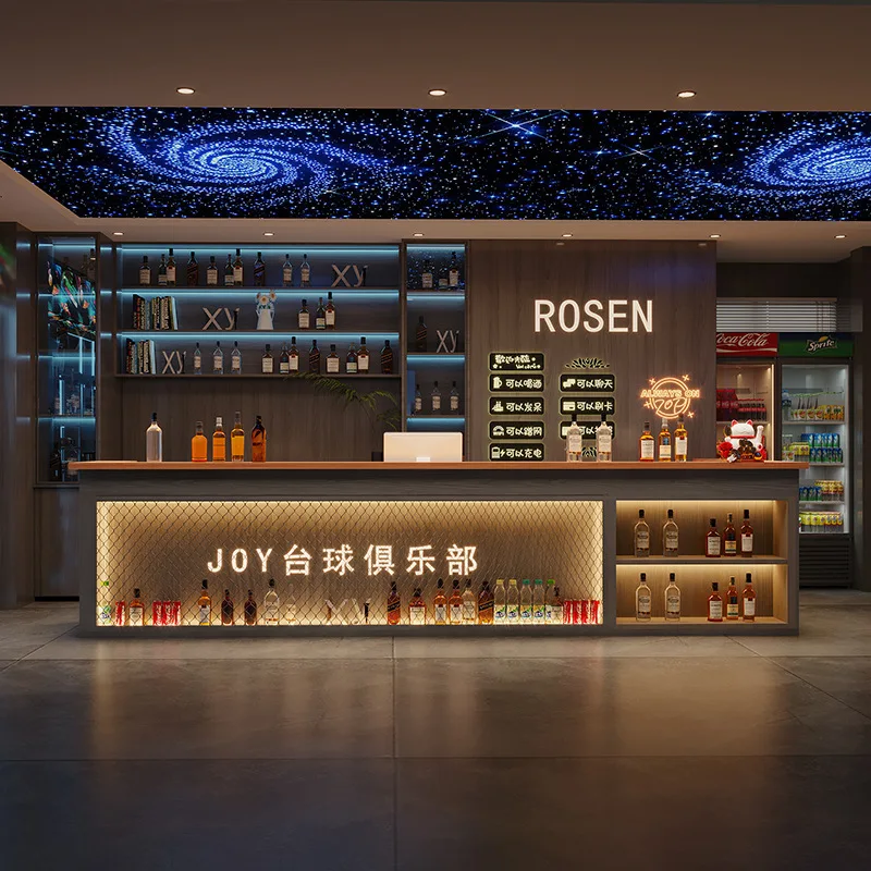 

LED Industrial Style Billiard Hall Coffee Gym Bar Reception Desk Bar Counter Cashier Hotel Barbecue Restaurant
