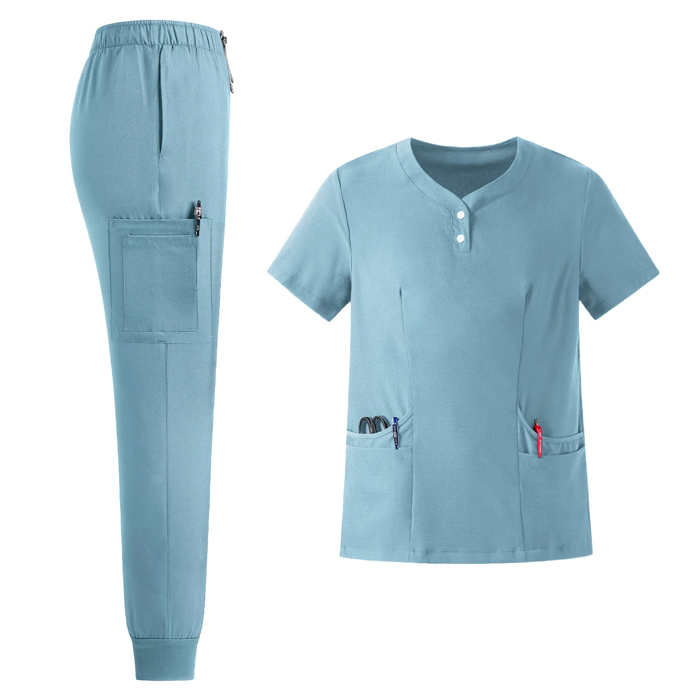 Ensemble de vêtements de toilette extensibles à séchage rapide, col en v, pour médecin et infirmière, pour Salon de beauté, salle d'opération, vêtements de toilette séparés