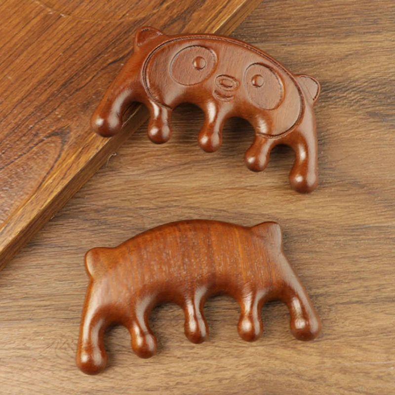 

Sandalwood Panda Massage Comb Head Meridian Scalp Comb Face Eye Shoulder Neck Scraping Treatment Hair Care Anti-static Comb