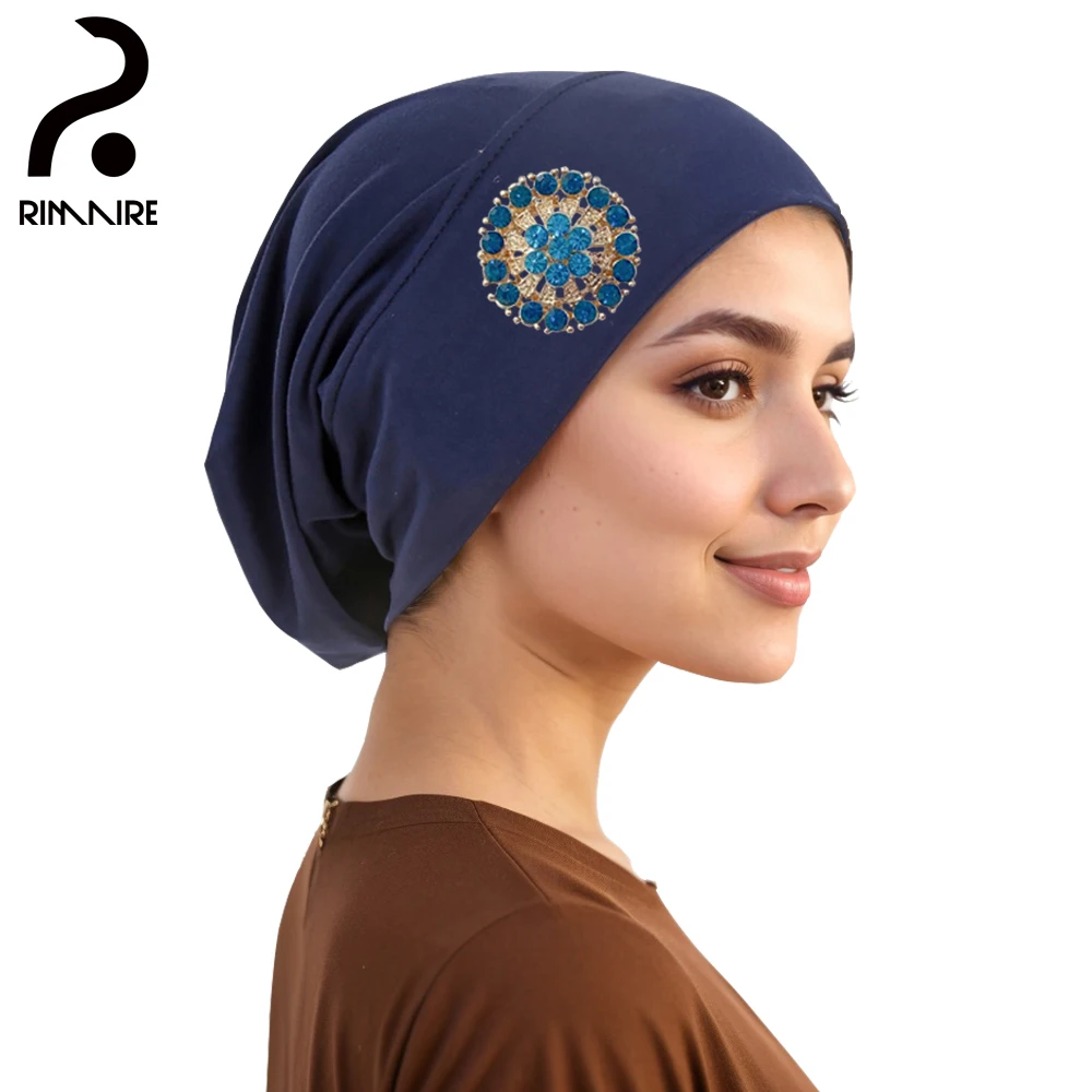 

Fashion Muslim Hijab Hat with Pin Set Designer Solid Islam Inner Caps Newest Turban Hats for Ladies Party Gift Wholesale RIMAIRE