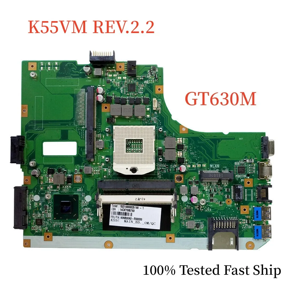 

For ASUS K55VM REV.2.2 Laptop Motherboard With GT630M DDR3 Mainboard 100% Tested Fast Ship