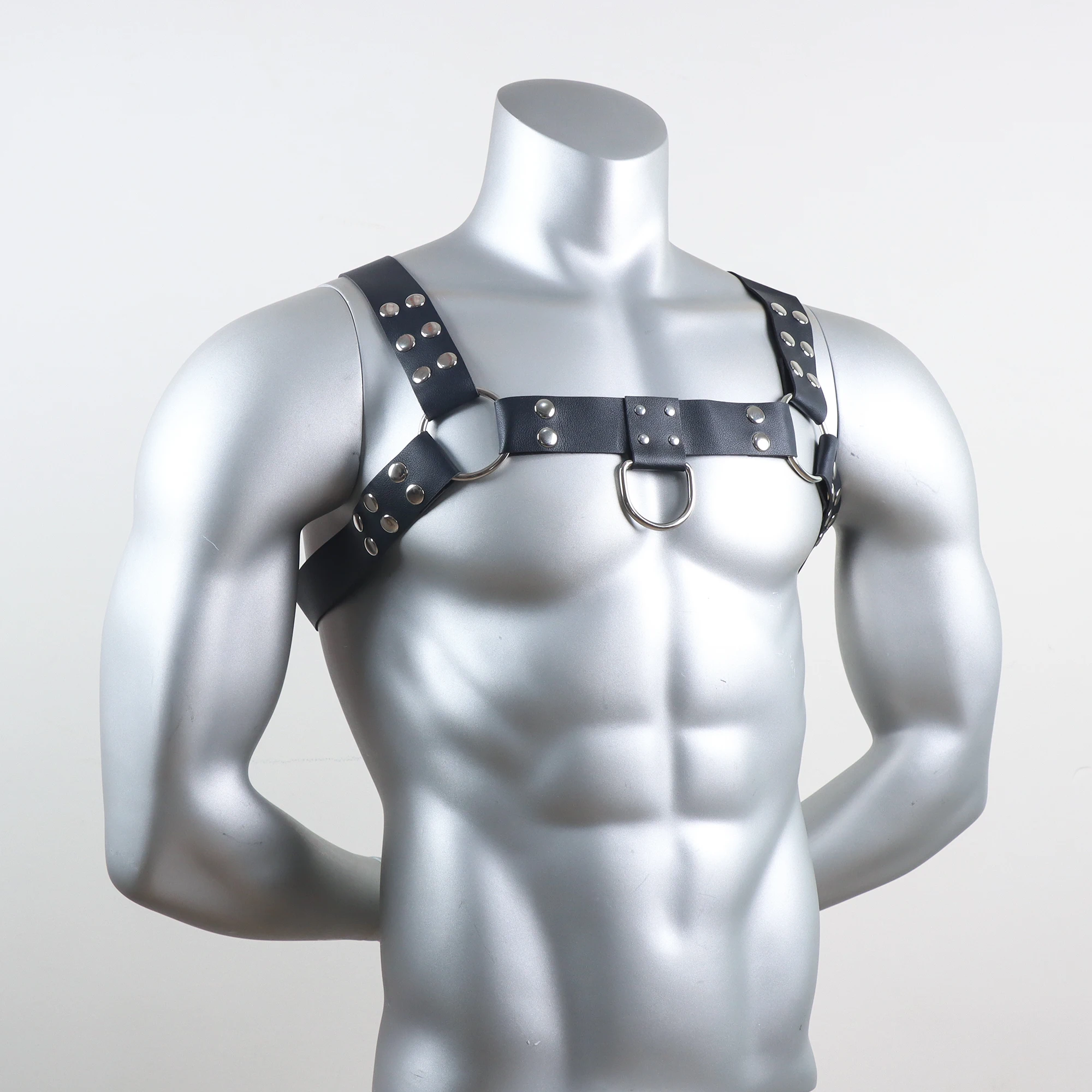 Men Harness Chest Belt Sexy Collar Leather Lingerie Sexual Gay Clothing BDSM Fetish Adjustable Strap Body Shoulder for Adult Sex