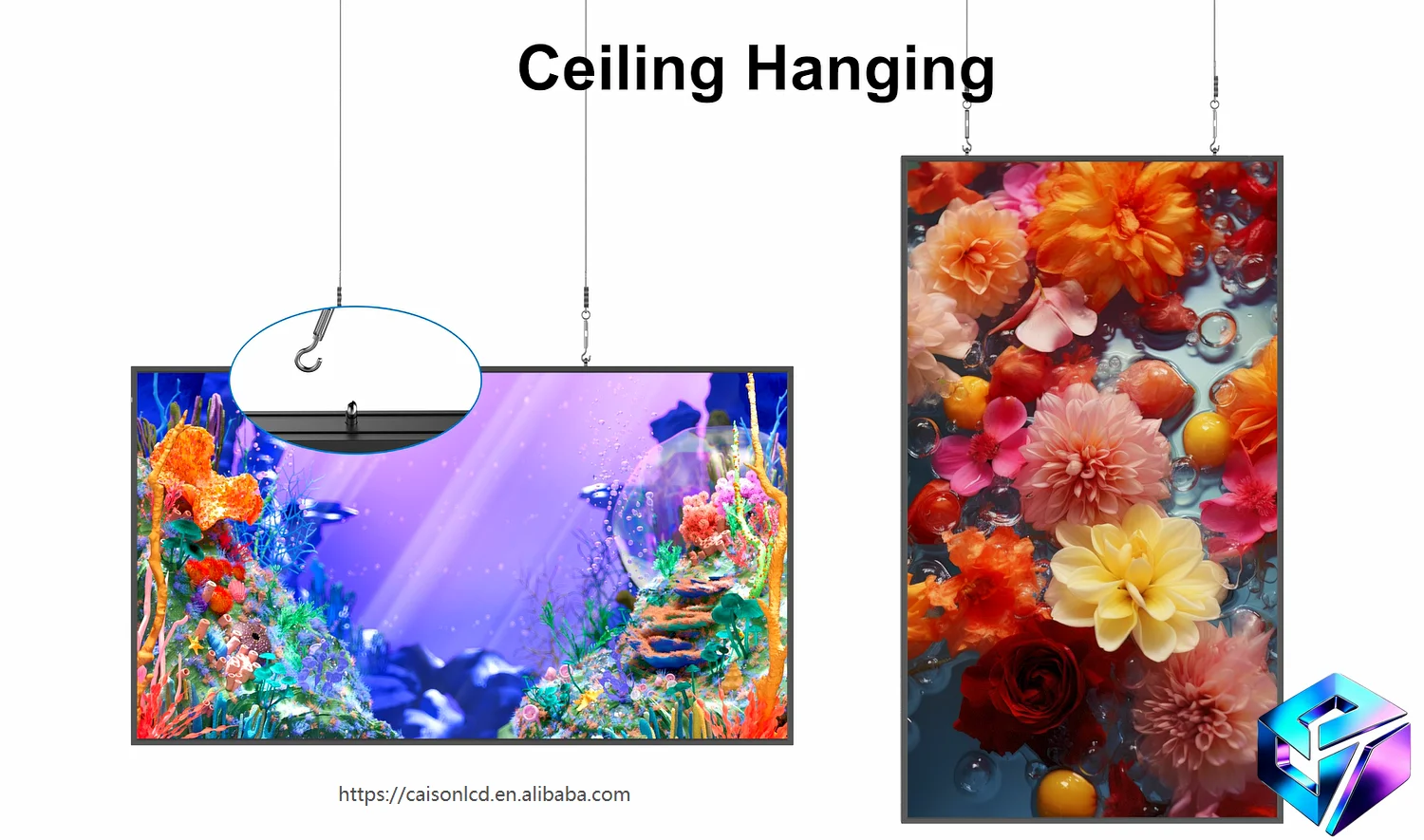 32 43 49 55 65 Inch 2K 4K High Brightness Hanging LCD Digital Signage Shop Window Outdoor Advertising Display Screen view 4