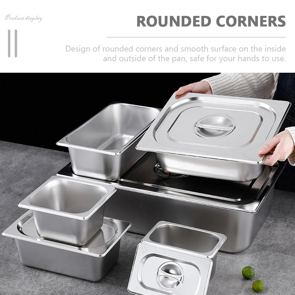 Stainless Steel Buffet Pan Rectangle Buffet Dinner Serving Pan Food Container Pan with Lid