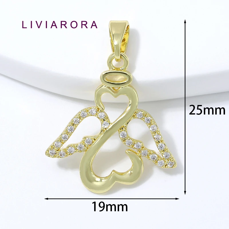 1/2/3Pcs 18K Gold Plated Brass With Zircon Hollow Guardian Angel Wings Charms Pendant For Necklace Jewelry Making Accessories