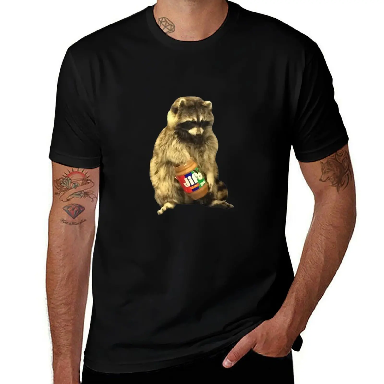 Jif Peanut Butter Raccoon T-Shirt Work Outdoor Short Sleeve Tee T-Shirt