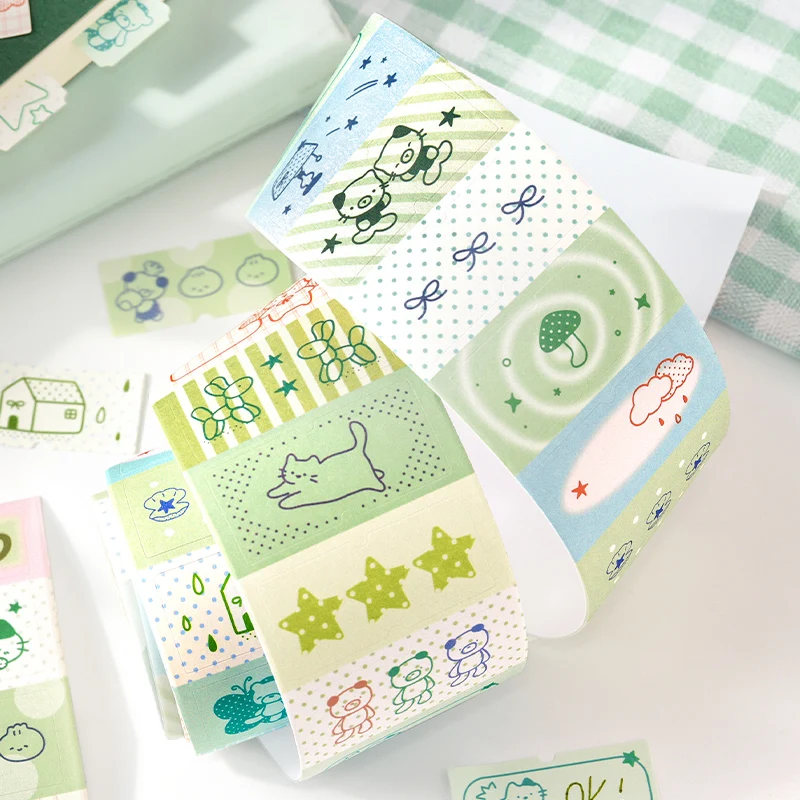 40mm * 3m Graffiti Dot Series Kawaii Memo Label Sticker with Writing Die Cutting Tape DIY Diary Scrapbook Stationery Supplies