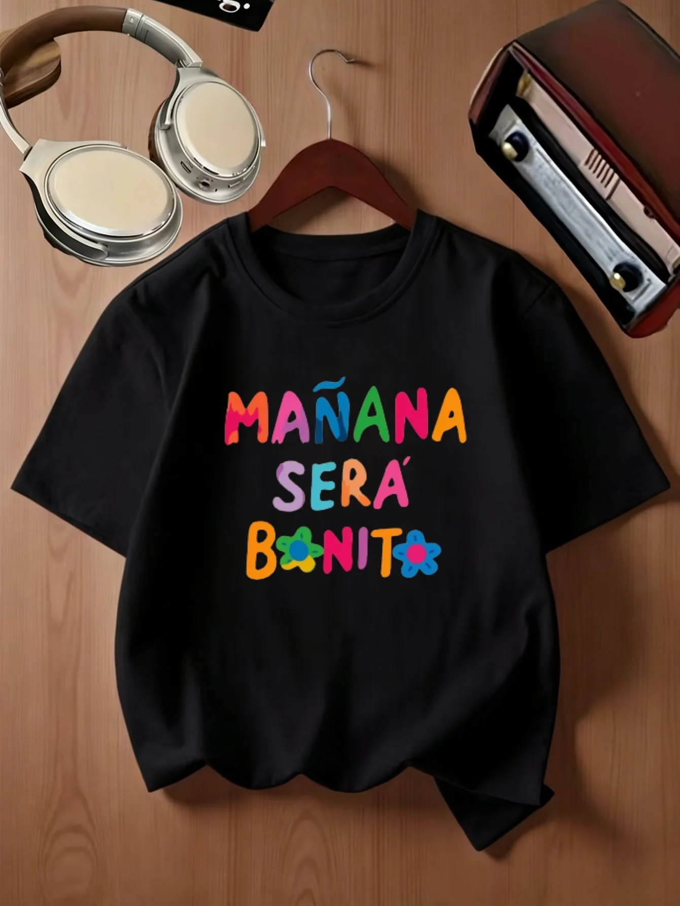 Vibrant Manana Sera Bonito Spanish Text Flower Design Print Kids T Shirt Boys Girls Family Matching Summer Crew Neck Casual Tee